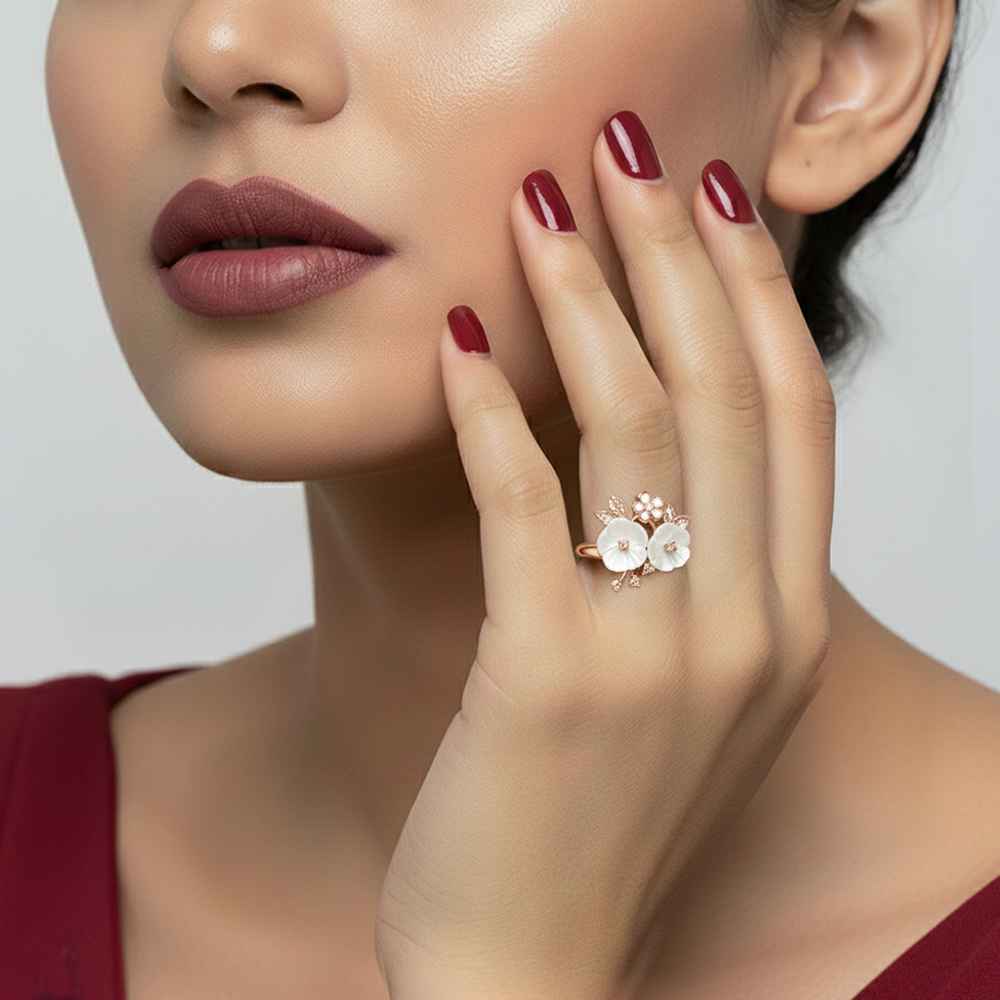 Blossom Kiss Floral Ring - Rose Gold