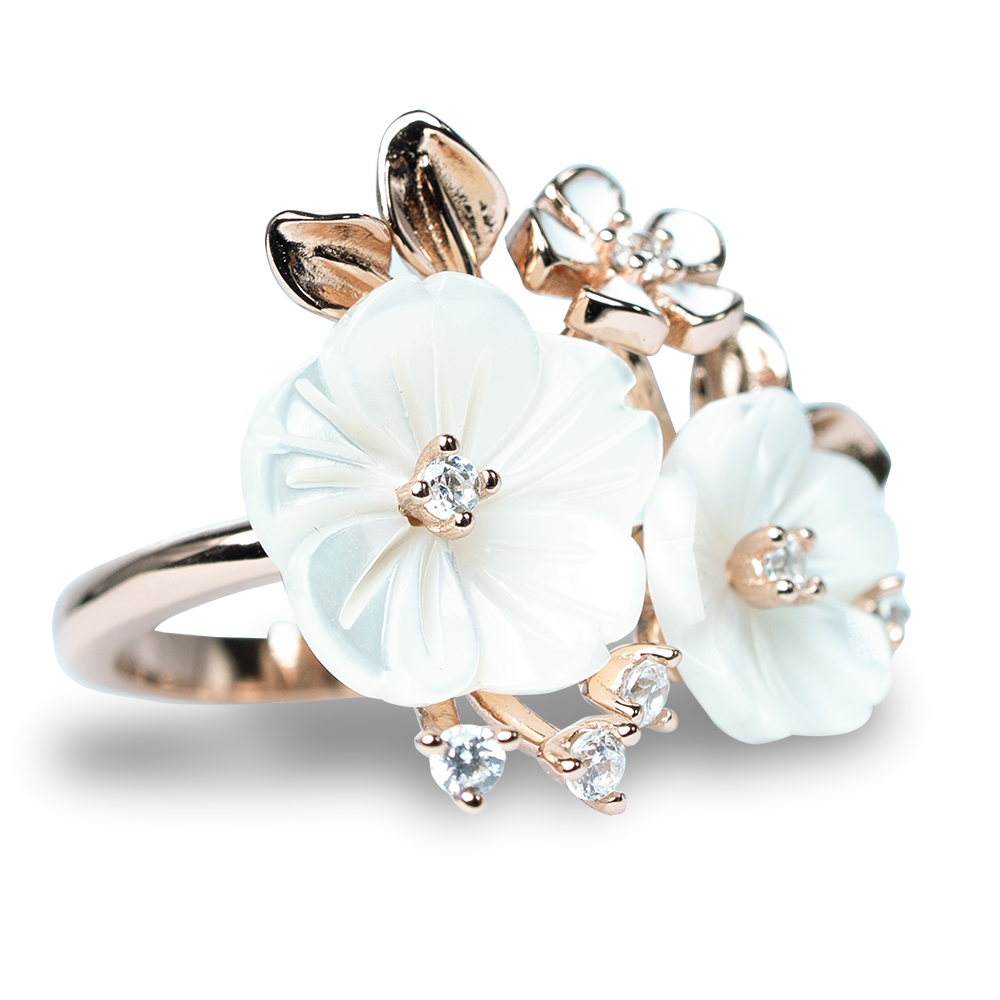 Rose Gold Blossom Kiss Floral Ring 4