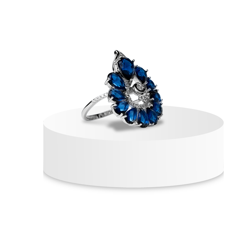 Sapphire Bloom Cocktail Ring 5