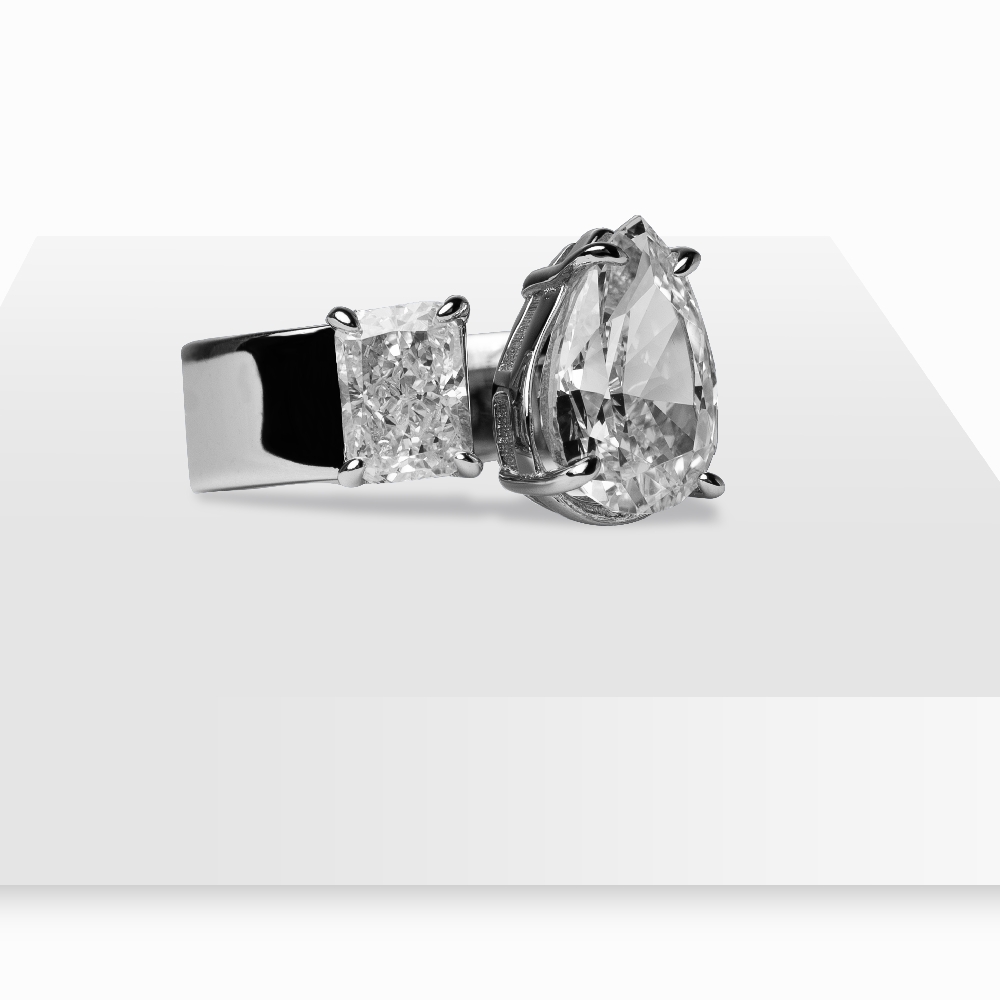 Azure Blaze Dual-Stone Ring - Clear 5