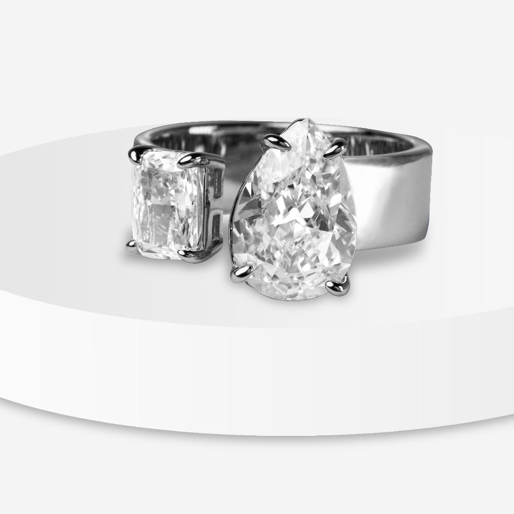 Azure Blaze Dual-Stone Ring - Clear 3