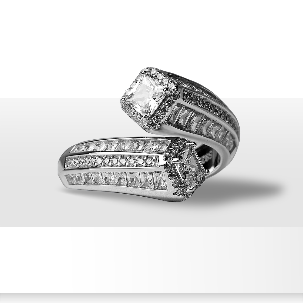 Twin Twisted Geometric Band Ring 3