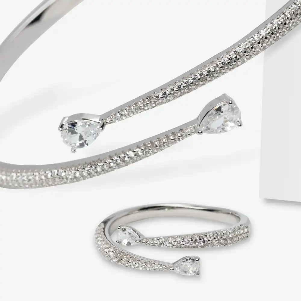 Teardrop Sparkle Bracelet & Ring Set