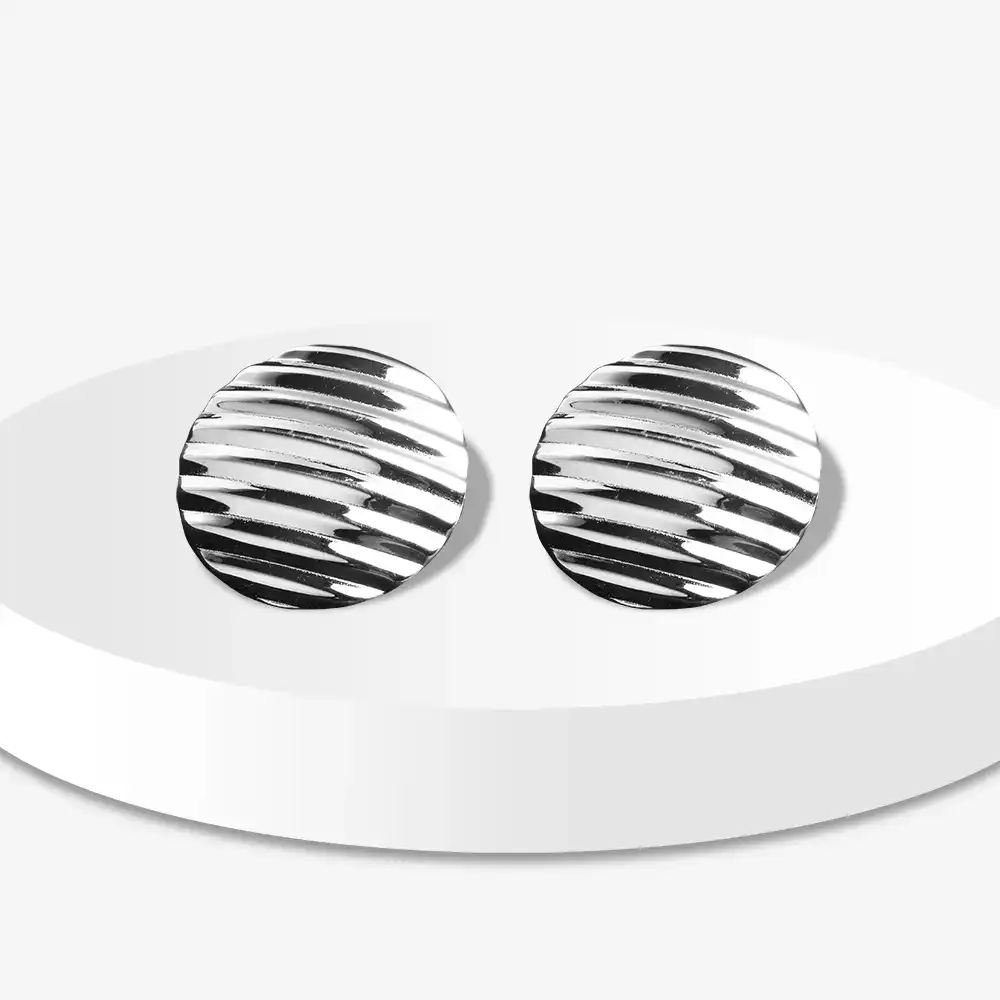 Ribbed Oval Silver Studs