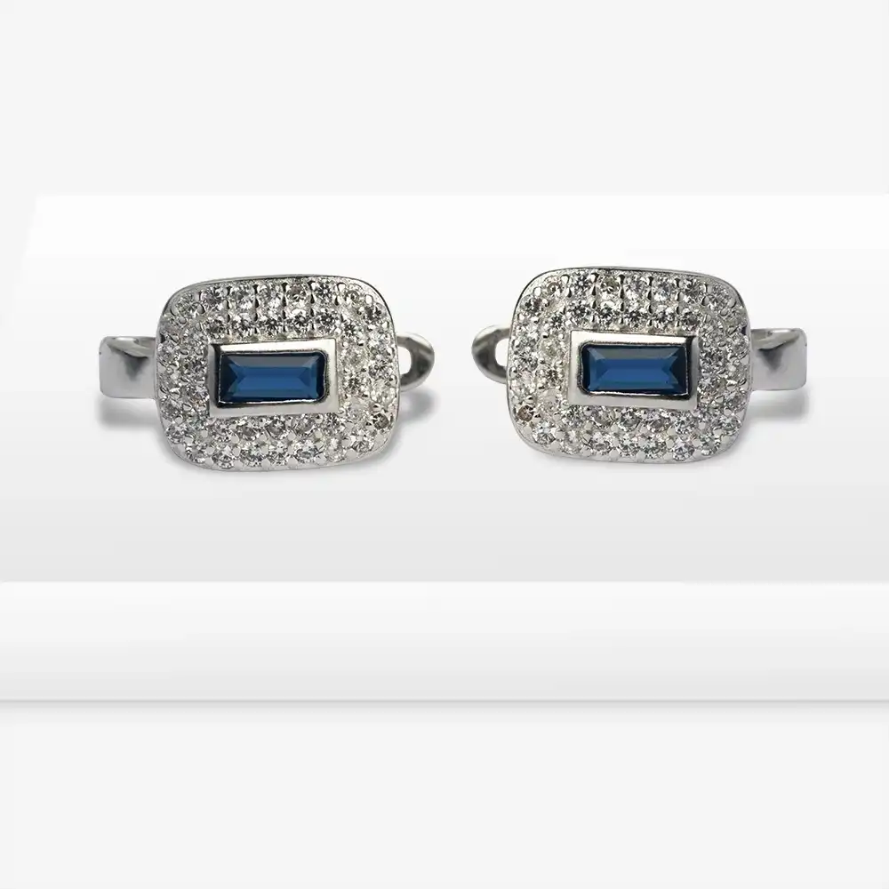 Blue Luxe Cushion Hoops