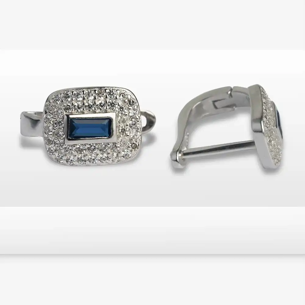 Blue Luxe Cushion Hoops