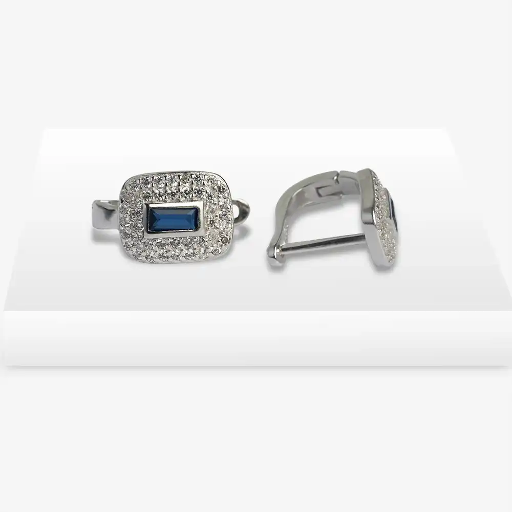 Blue Luxe Cushion Hoops