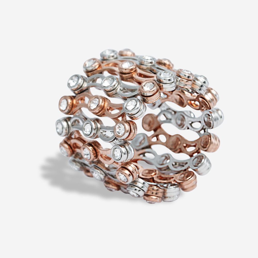 925 Silver Rhodium Plated Ring Cum Adjustable Kada Bracelet