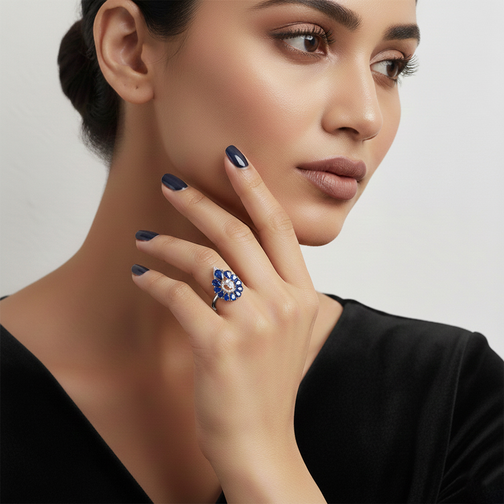 Sapphire Bloom Cocktail Ring