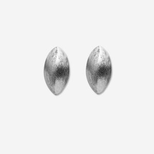 Silver Brush Oval Studs