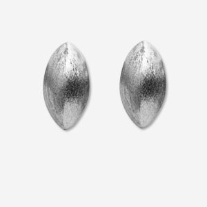 Silver Brush Oval Studs