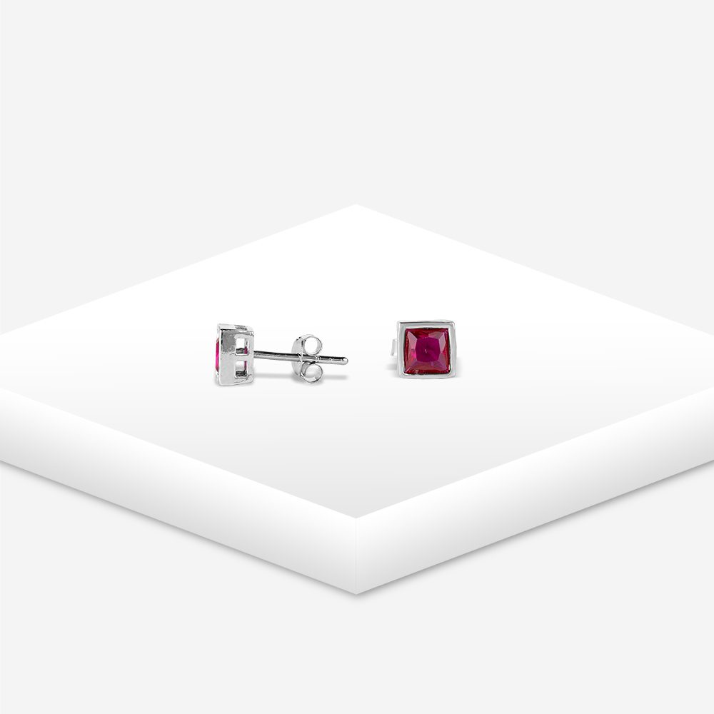 Crimson Square Studs