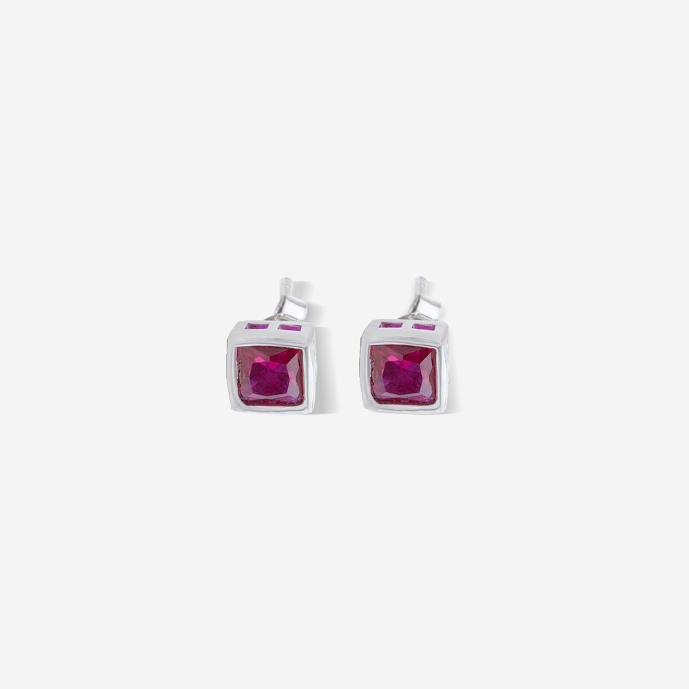 Crimson Square Studs