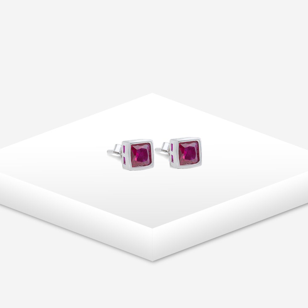 Crimson Square Studs